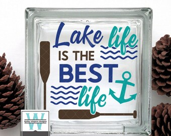 Vinyl Lettering Glass Block Decal Lake Life