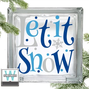 Vinyl Lettering Glass Block Decal Let It Snow