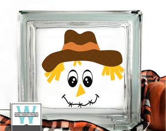 Vinyl Lettering Glass Block Decal Scarecrow