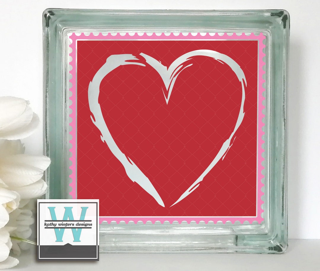 Vinyl Lettering Glass Block Decal Heart2 - Etsy