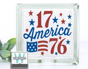 Vinyl Lettering Glass Block Decal America 1776