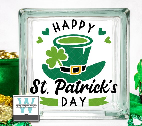 Vinyl Lettering Glass Block Decal Happy St. Patrick's Day2