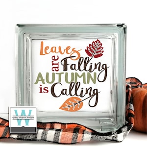 Vinyl Lettering Glass Block Decal Leaves Are Falling