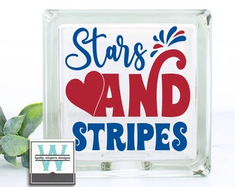 Vinyl Lettering Glass Block Decal Stars And Stripes2