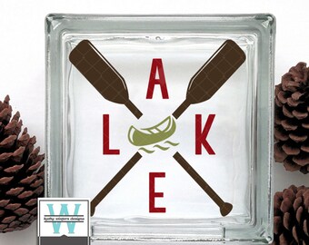 Vinyl Lettering Glass Block Decal Lake