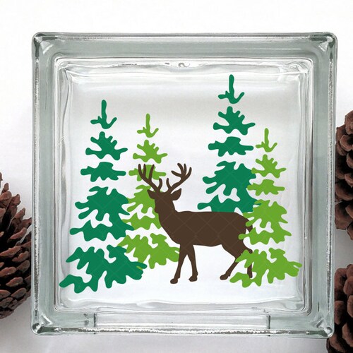 Vinyl Lettering Glass Block Decal Pine Trees Etsy