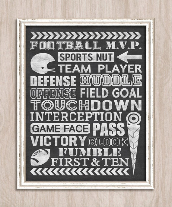 Printable Wall Art Chalkboard Football Subway Art Etsy