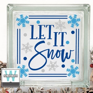 Vinyl Lettering Glass Block Decal Let It Snow4