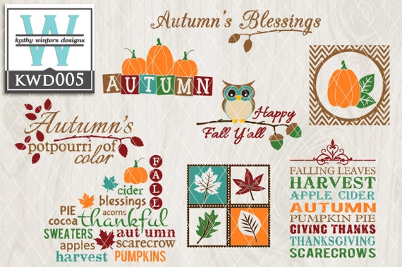 Svg Autumn Themed Cutting File Kwd005 Dxf Svg Eps Png Etsy