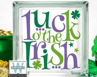 Vinyl Lettering Glass Block Decal Luck O' The Irish