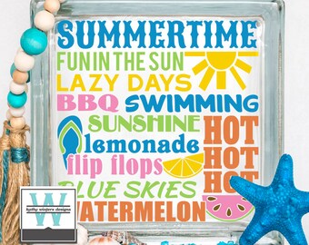 Vinyl Lettering Glass Block Decal Summer Subway Art