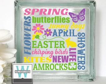 Vinyl Lettering Glass Block Decal Hello Spring - Etsy