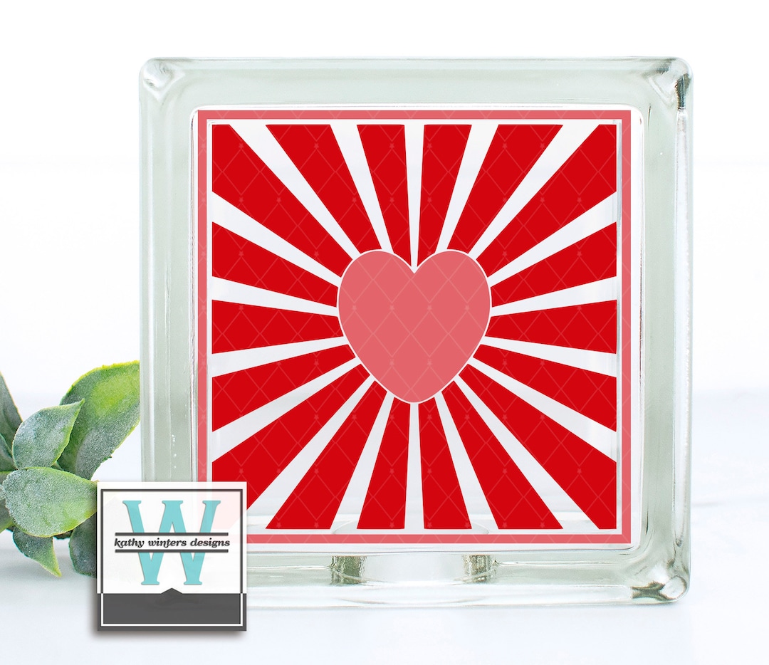 Vinyl Lettering Glass Block Decal Heart Burst - Etsy