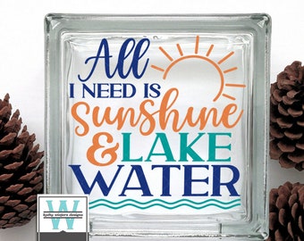 Vinyl Lettering Glass Block Decal Sunshine And Lake Water