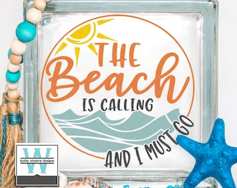 Vinyl Lettering Glass Block Decal The Beach Is Calling