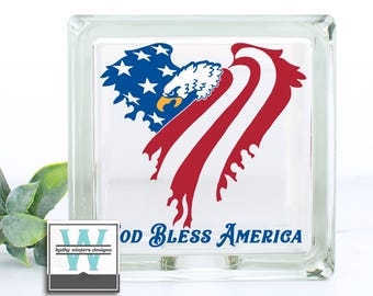 Vinyl Lettering Glass Block Decal American Eagle