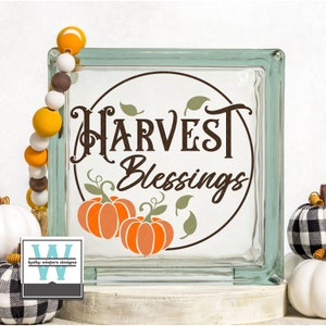 Vinyl Lettering Glass Block Decal Harvest Blessings