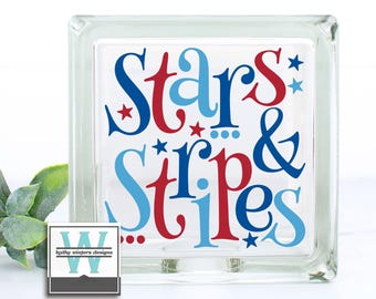 Vinyl Lettering Glass Block Decal Stars And Stripes