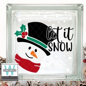 Vinyl Lettering Glass Block Decal Let It Snow6