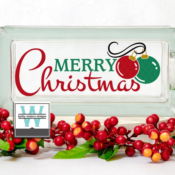 Vinyl Lettering Glass Block Decal Merry Christmas