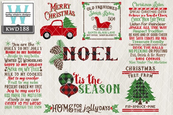 Svg Christmas Themed Cutting File Kwd188 Etsy