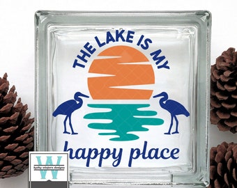 Vinyl Lettering Glass Block Decal Lake Is My Happy Place