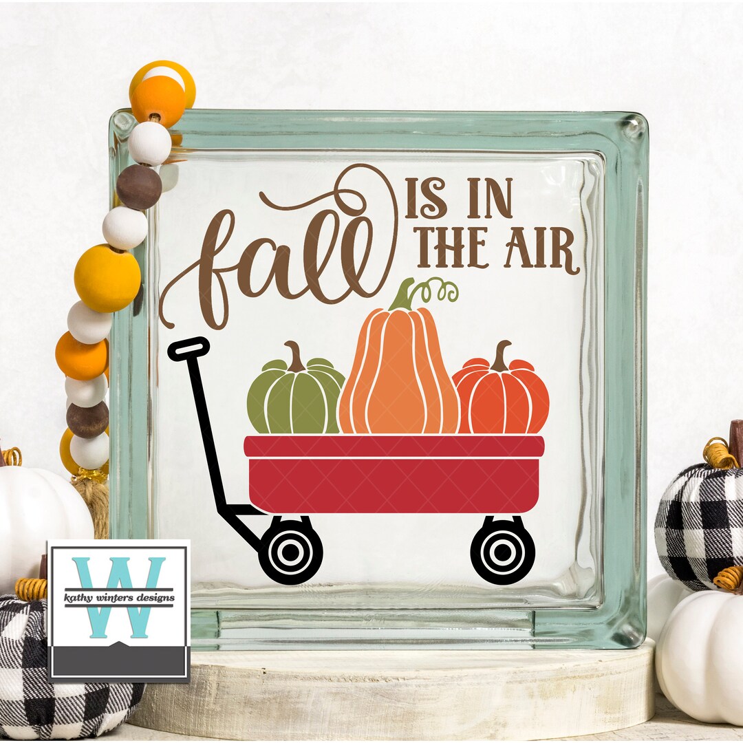 Vinyl Lettering Glass Block Decal Fall is in the Air - Etsy