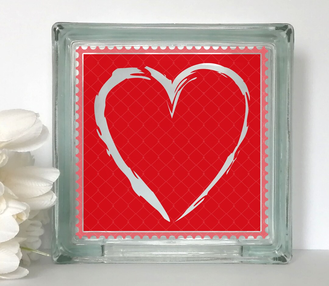 Vinyl Lettering Glass Block Decal Heart2 - Etsy