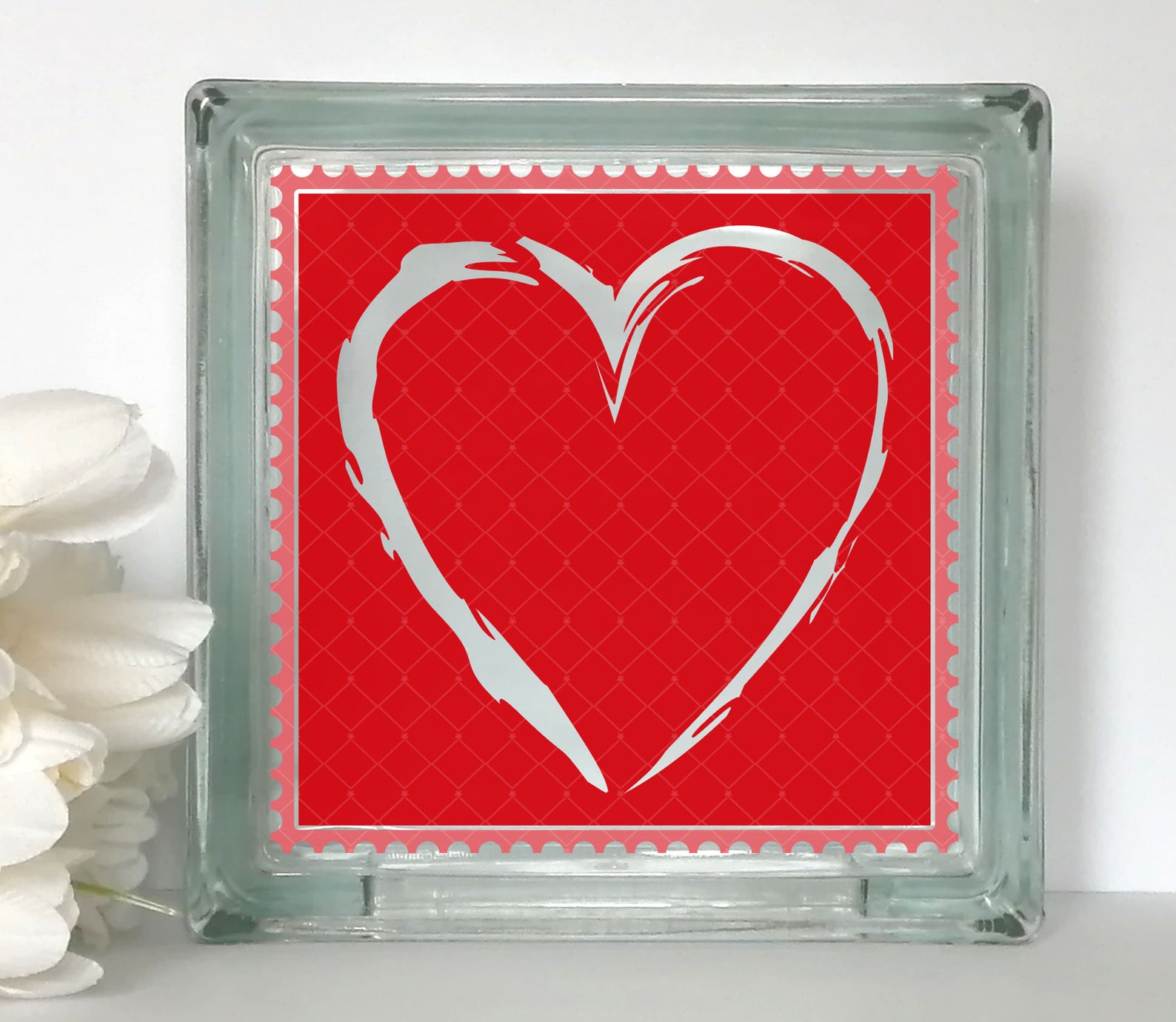 Vinyl Lettering Glass Block Decal Heart2 Etsy