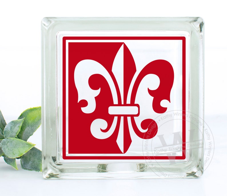 Vinyl Lettering Glass Block Decal Fleur De Lis Etsy