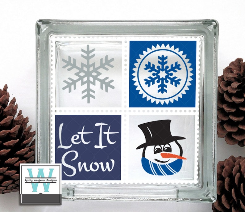 Vinyl Lettering Glass Block Decal Winter Stamp - Etsy