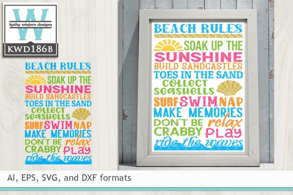 Svg Beach Cutting File Kwd186b Etsy