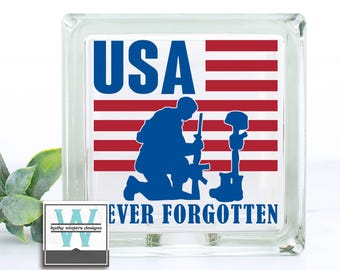 Vinyl Lettering Glass Block Decal Never Forgotten