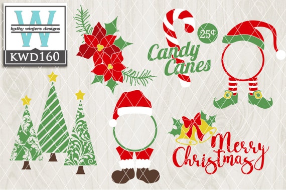 Svg Christmas Themed Cutting File Kwd160 Dxf Svg Eps Png Etsy