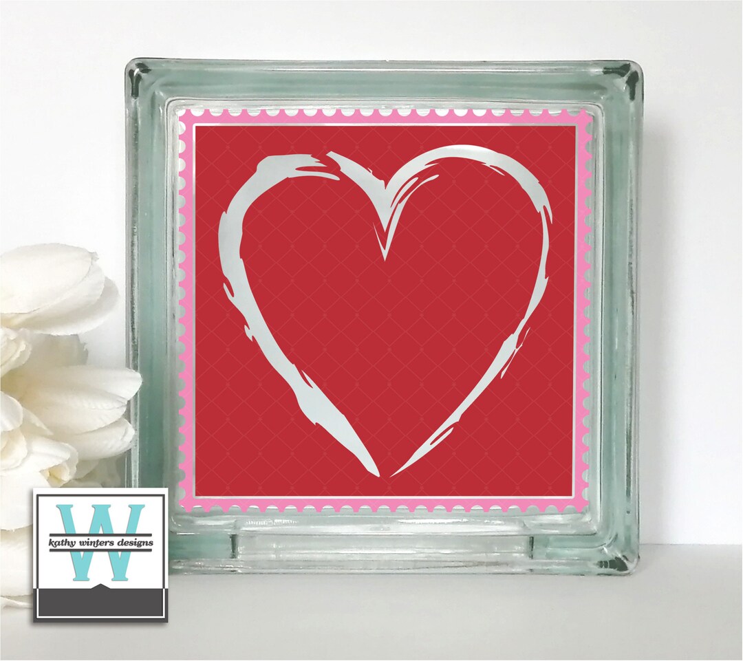 Vinyl Lettering Glass Block Decal Heart2 - Etsy