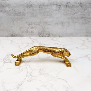 Vintage Large Brass Jaguar Door Handle - Sculptural Big Cat Pull for Door or Cabinet