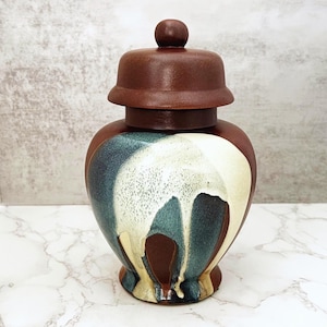 Robert Maxwell Pottery Drip Glaze keramische bus – moderne keukenpot van aardewerk uit het midden van de eeuw