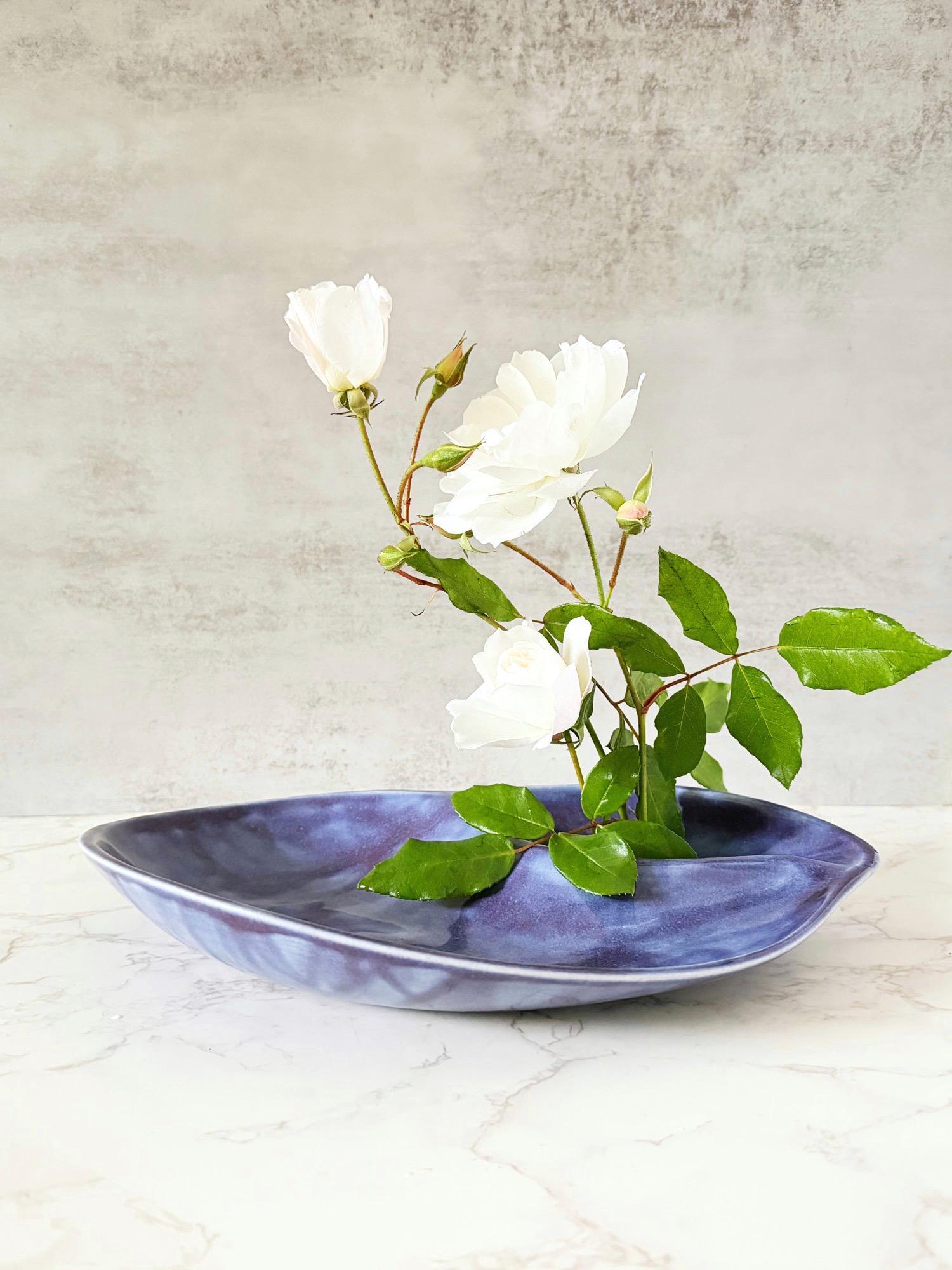 Vintage Handmade Ceramic Ikebana Vase With Built-in Kenzan - Large