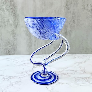 Vintage Jozefina Krosno Blue Art Glass Bowl: Handblown Polish Glass