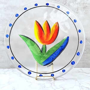 Kosta Boda Art Glass Platter: Ulrica Hydman-Vallien Tulip Serving Dish