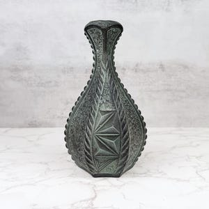 Vintage Partenon Spain Ceramic Vase, Mid Century Modern Handmade Pottery, Brutalist Sculptural Geometric Pottery