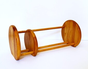 Vintage Mid-Century Expandable Wood Book Rack with Sliding Bookends