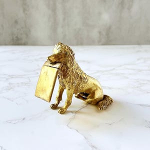 ヴィンテージの真鍮製犬の置物：ミッドセンチュリーフォトホルダー 