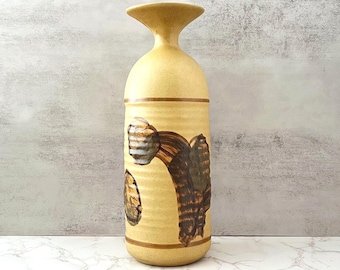 Vintage California Studio Pottery Vase, Mid Century Modern Handmade Ceramic Bottle Vase