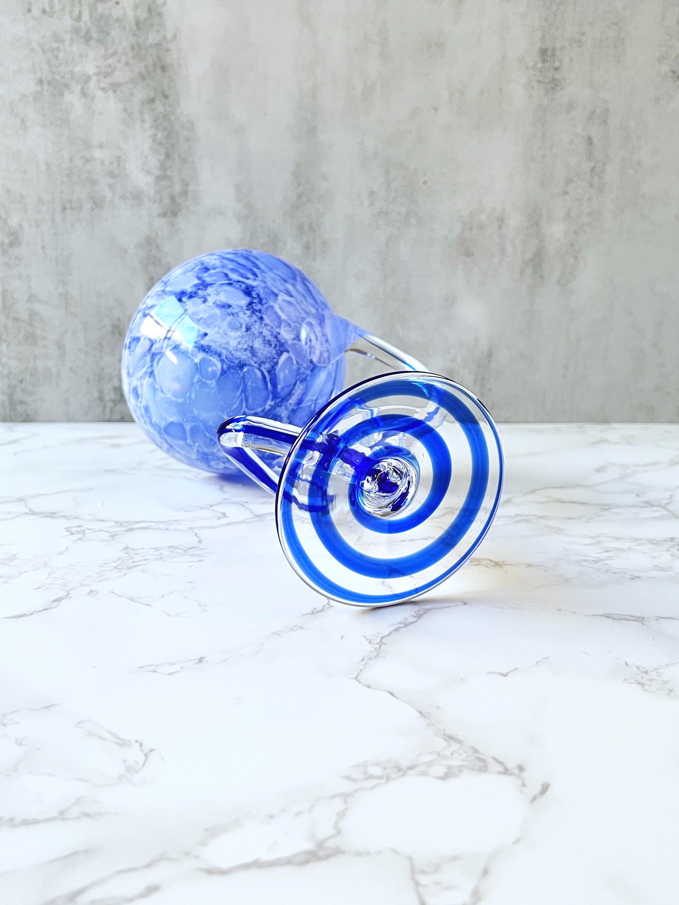 Vintage Jozefina Krosno Blue Art Glass Bowl: Handblown Polish