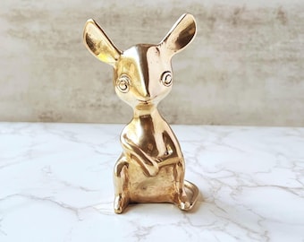 Vintage Solid Brass Mouse Figurine – Brass Animal Sculpture, Mid-Century Bookshelf Decor, Office Accent Paperweight