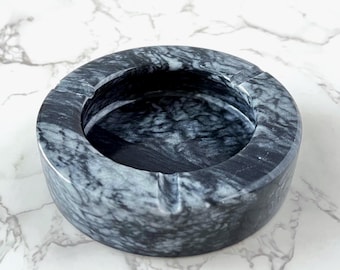 Vintage Gray Marble Ashtray - Mid-Century Modern Trinket Dish