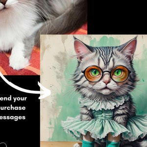 Retrato de mascota feo personalizado: retrato de gato feo personalizado, retrato de mascota mal dibujado, retrato de mascota malo, retrato de mascota divertido de dibujos animados renacentistas