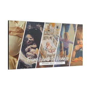 Collage de pintura al óleo con retrato de bebé personalizado / Obra de arte para recién nacidos y momentos importantes / Lienzo, póster o impresión digital de recuerdo de bebé personalizado