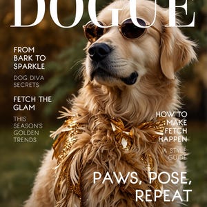 Funny Custom Pet Portrait – Personalized Hilarious Pet Artwork on Canvas, Digital File, or Poster – Unique Gift for Pet Lovers Magazine